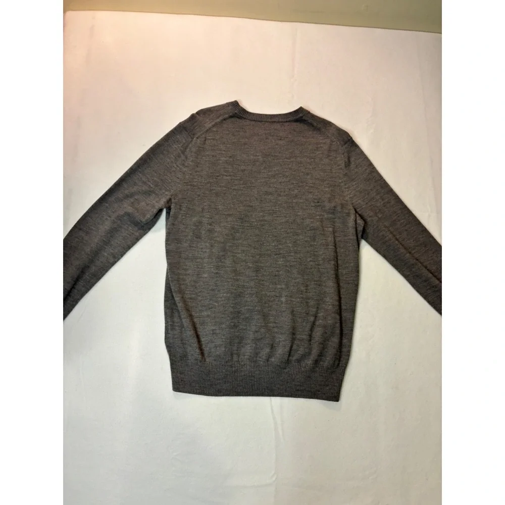 Banana Republic Sweater Mens L‎ Grey Excellent Merino Wool V-Neck Long Sleeve